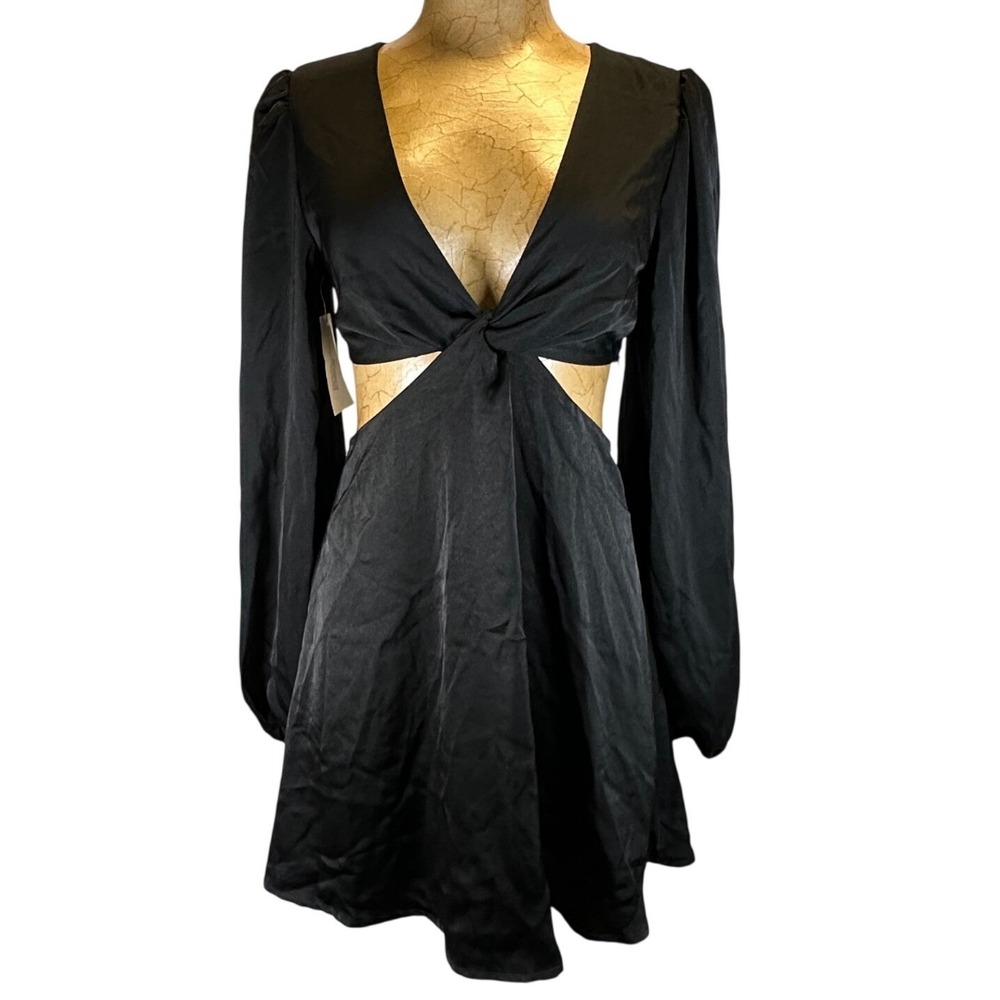Emory Park Black Cut Out Puff Sleeve Mini Dress IMA6804D Small NWT